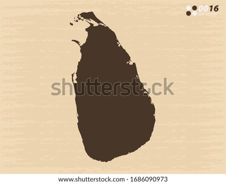 Vector vintage of Sri Lanka map on old paper background.