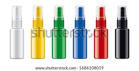 Colored Spray bottles set. Non-transparent version. 3d rendering