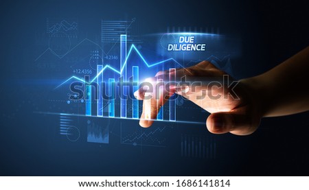 Hand touching DUE DILIGENCE button, business concept Royalty-Free Stock Photo #1686141814