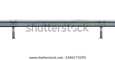 Guard rail road fence steel barrier (with clipping path) isolated on white background Royalty-Free Stock Photo #1686173290
