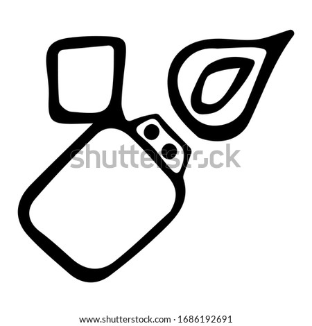 Handdrawn lighter doodle icon. Sign cartoon symbol. Decoration element. White background. Isolated. Flat design. Vector illustration.