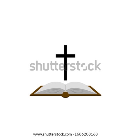 design christian cross icon symbol. Cross and bible, vector illustration