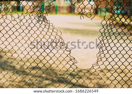 steel mesh torn abstract photo