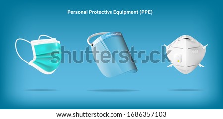 Isolated medical personal protective equipment on background. Pandemic covid-19 virus and protection coronavirus concept. Vector illustration design. Royalty-Free Stock Photo #1686357103