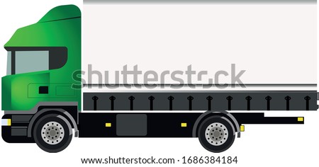 Vector illustration big truck 7 tons. Background for advertising.