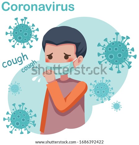 Sick man coughing and sneezing wearing medical masks to prevent the spread of colds and coronavirus.
Vector illustration. Perfect for sticker, element, infographics, social media, etc.