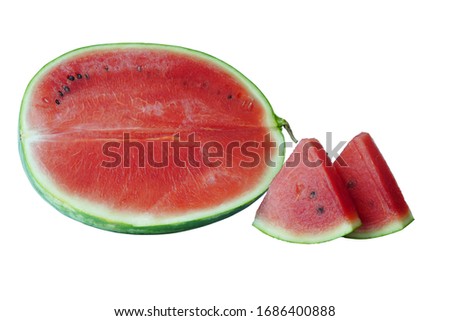 Slice of watermelon isolated on white background. Royalty-Free Stock Photo #1686400888