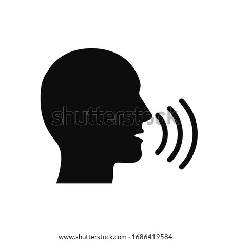 Speak icon, talk or talking person sign, speech icon for interview, interact and talks controls, man with open mouth – stock vector Royalty-Free Stock Photo #1686419584