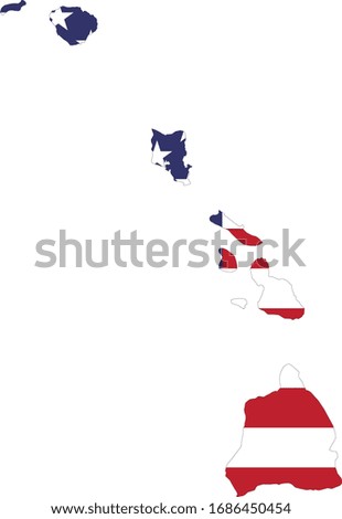 vector illustration of Map of Hawaii with USA flag