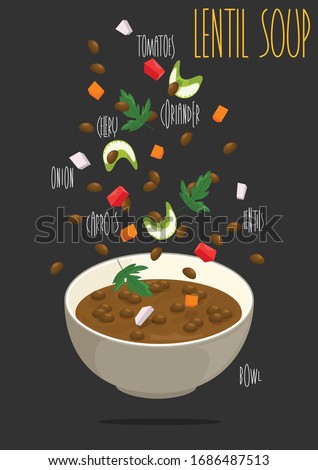 French Lentil Soup. Vector illustration Royalty-Free Stock Photo #1686487513