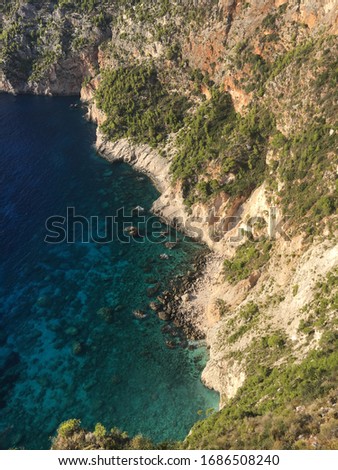 Cliff view to blue sea