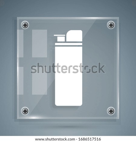 White Lighter icon isolated on grey background. Square glass panels. Vector Illustration