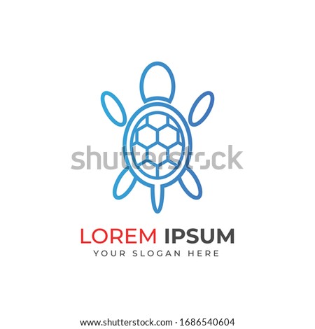 Simple abstract modern turtle sign vector logo icon design. Creative linear animal gradient logotype