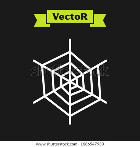 White line Spider web icon isolated on black background. Cobweb sign. Happy Halloween party.  Vector Illustration