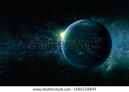 Exoplanet in deep space.Elements of this image were furnished by NASA. Royalty-Free Stock Photo #1686558844