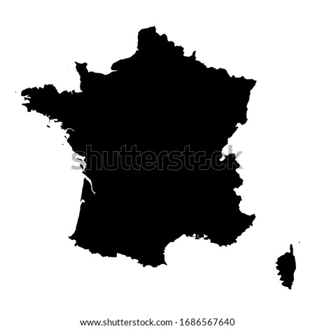 france map icon. black silhouette simple style isolated vector geographic template. map of france with corsica
