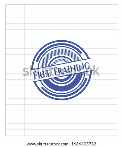 Free Training draw (pen strokes). Blue ink. Vector Illustration. Detailed.