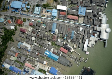 fishing village - aerial view
