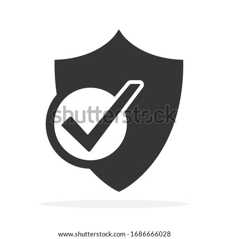 Shield icon with check mark symbol. Vector Shield icon. Black security icon. Concept of security Royalty-Free Stock Photo #1686666028