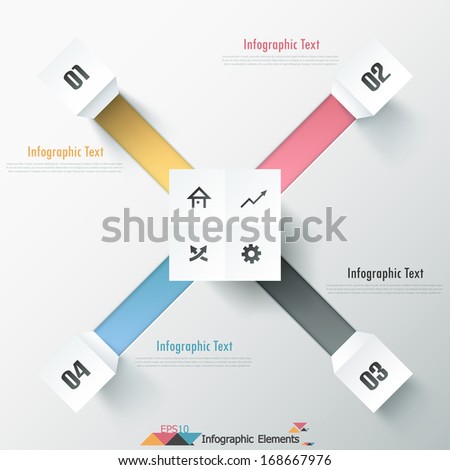 Modern infographic options banner with white parallelepipeds on color lines. Vector. Can be used for web design and  workflow layout