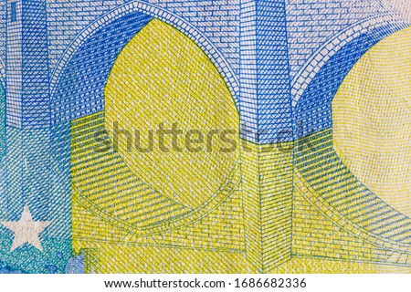 Close up macro detail of EURO money banknotes, detail photo of EURO. World money concept, inflation and economy concept Royalty-Free Stock Photo #1686682336