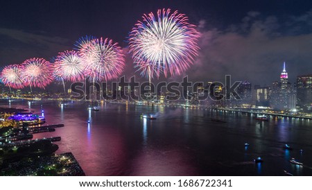 Independence Day With Fireworks in New York City stock photo