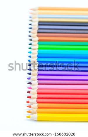 Shot of multicolored pencils on white background
