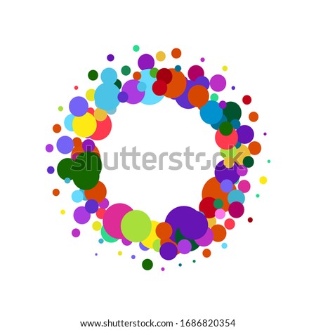 Colorful celebration background with confetti isolated on white, Abstract background with many splattered falling round glitter pieces. Sprinkle random pattern made of confetti blow drops.