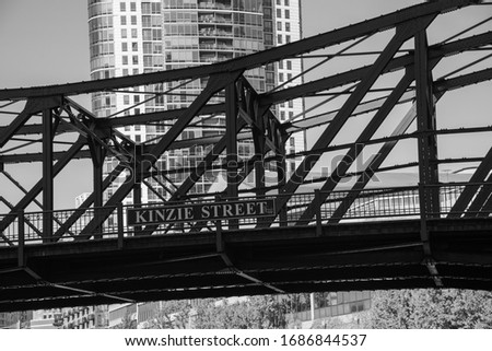 One of the many bridges that crosses the river in Chicago