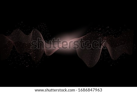 
Abstract shiny color pink gold wave design element with glitter effect on a dark background. vector illustration. modern