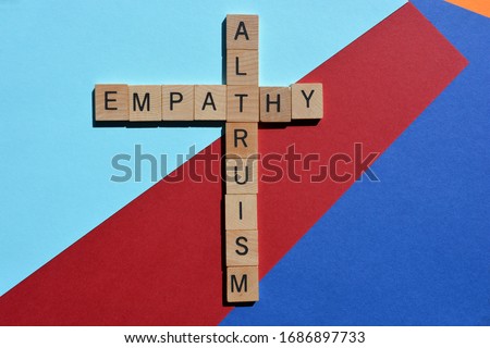Altruism and empathy, crossword on colorful background