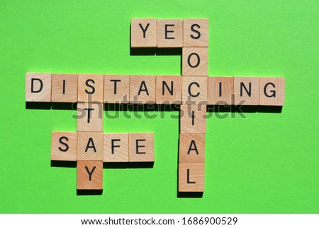 Stay Safe, Social Distancing, Yes, crossword on green
