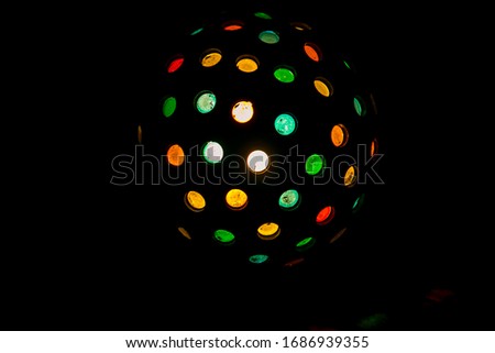professional lighting for bars, night clubs in the form of colored light bulbs, disco style, hanging on the ceiling