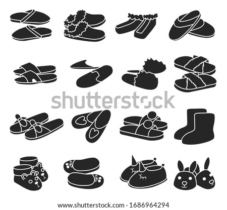 House slipper black vector set icon. Isolated black icon slipper and shoes.Vector illustration summer and spa shoe.