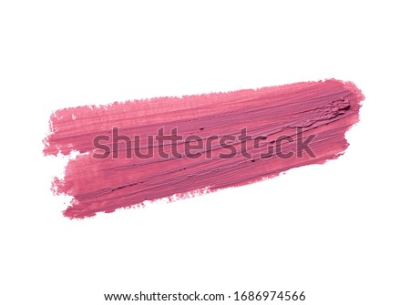 Lipstick abstract strokes smudge  background texture pinky-red colored isolated on white