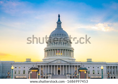The United States Capitol, often called the Capitol Building, is the home of the United States Congress and the seat of the legislative branch of the U.S. federal government. Washington, United States Royalty-Free Stock Photo #1686997453