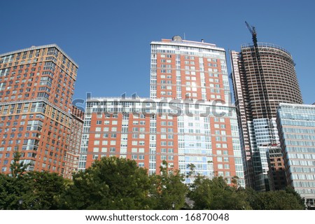 Modern buildings, architecture, detail of New York City skyline
