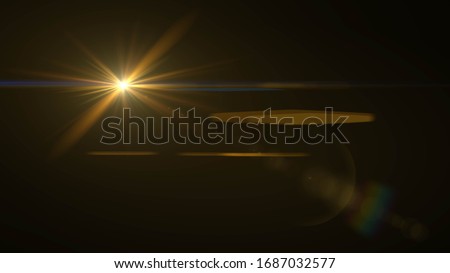 Abstract stylish light effect on a black background. Gold glowing neon line. Golden luminous dust and glares. Flash Light. luminous trail. Royalty-Free Stock Photo #1687032577
