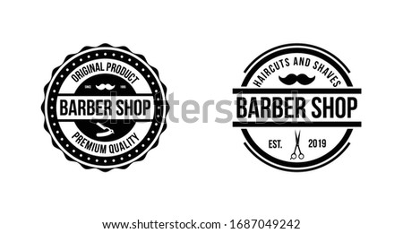 Barbershop logo design template vector