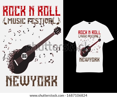"Rock and roll music festival New York" Music t-shirt design template vector.