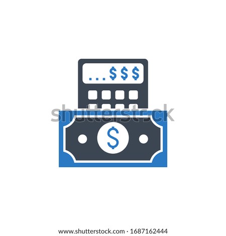 Financial Calculate related glyph icon. Isolated on white background. illustration.