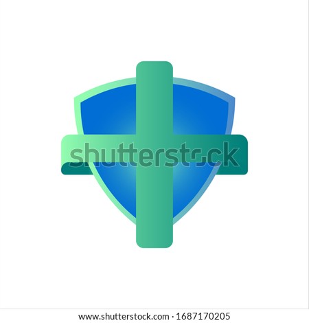 blue and green medical shield, body protection from disease and virus