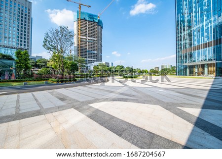 CBD building and plaza empty ground in Nanhai District, Foshan City, China