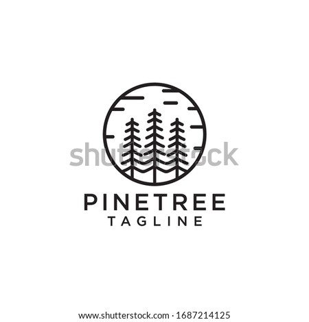 Pine Tree Monoline Logo design template