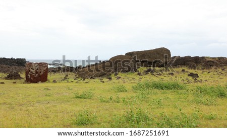 This photo was taken in the place called Te Pito Kura in the Easter Island, Chile.