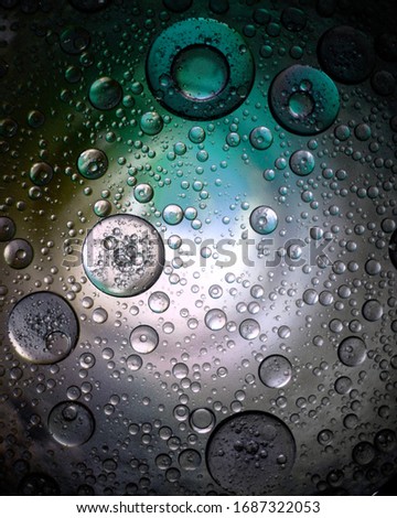 Supermacro photography of a mixture of water and oil. 
