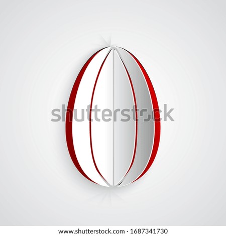 Paper cut Easter egg icon isolated on grey background. Happy Easter. Paper art style. Vector Illustration