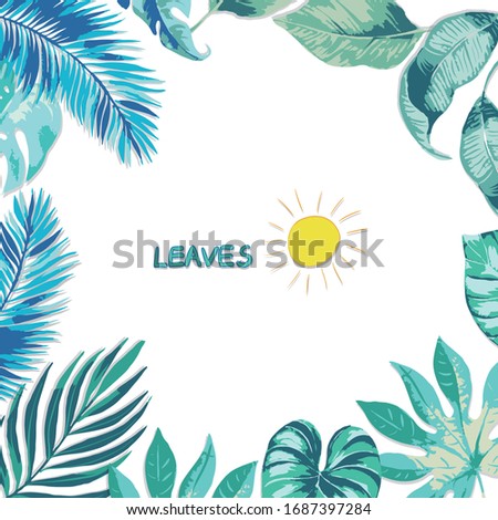 Abstract beautiful turquoise vector tropical leaves