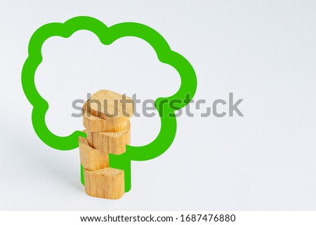 Collage of wooden bars on a white background