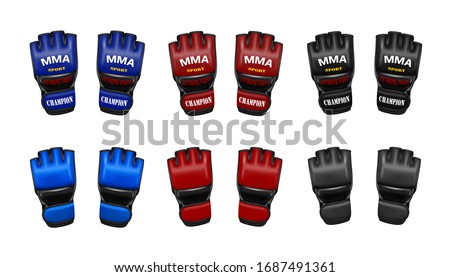 MMA gloves in vector.Shingarts in a vector on a white background.Gloves for mixed martial arts in vector. Royalty-Free Stock Photo #1687491361